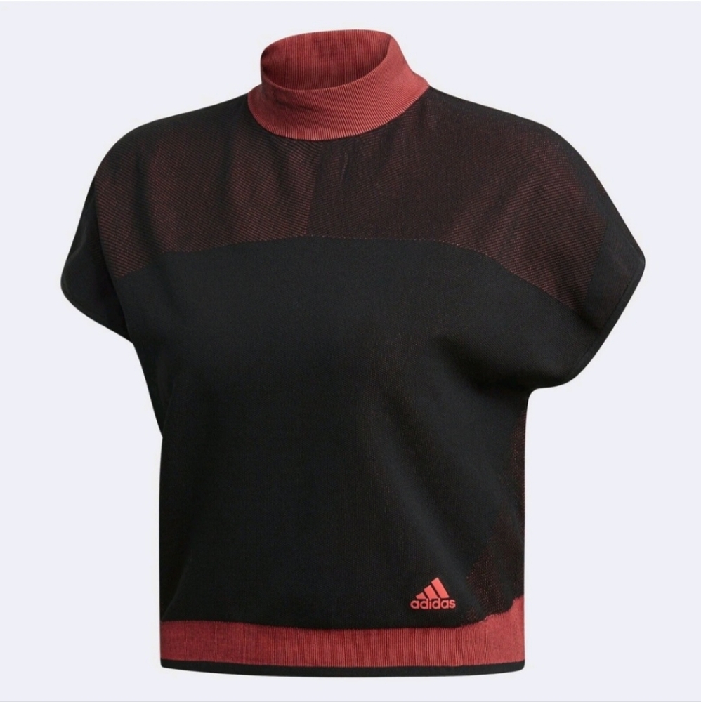 Adidas Black and Red Short Sleeve Turtleneck Size M